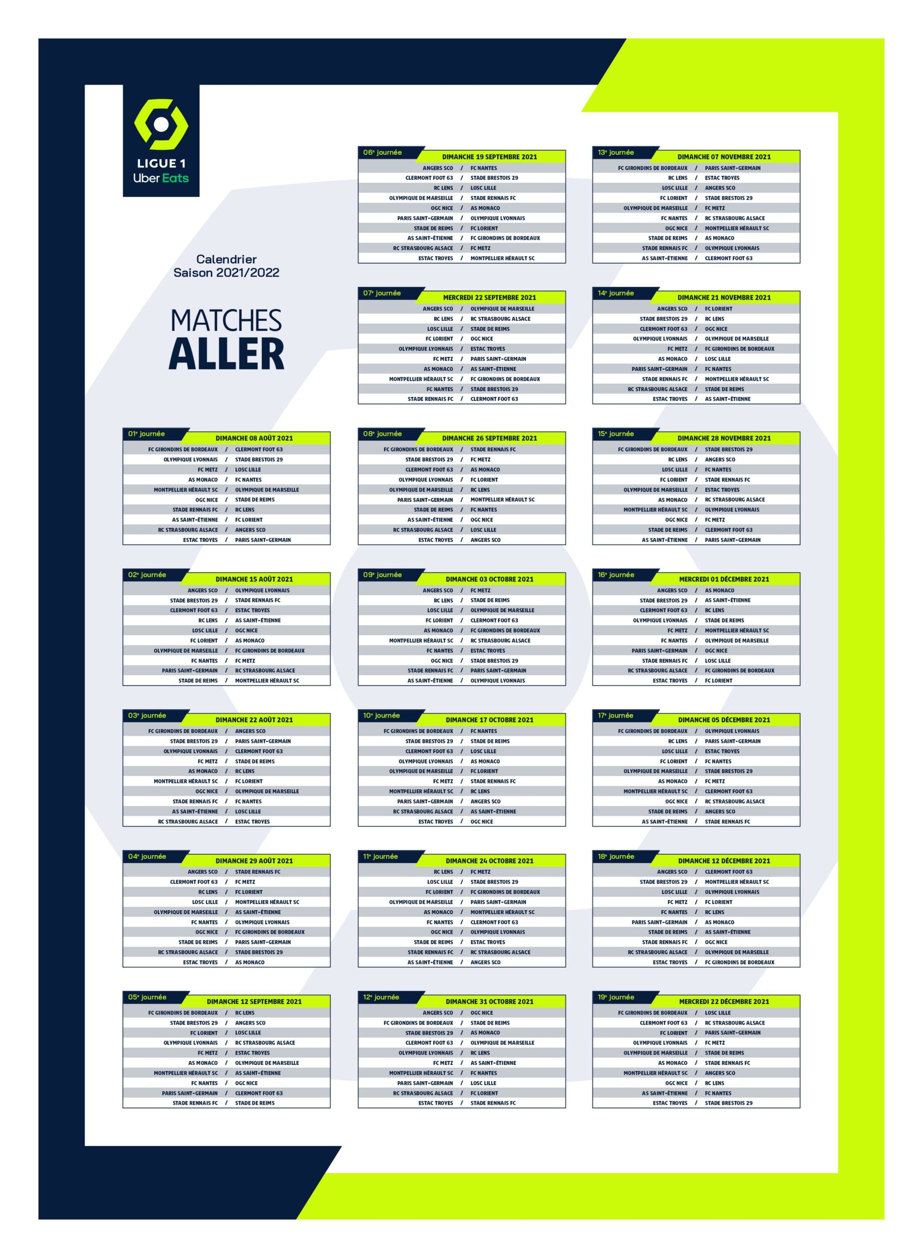 La calendrier complet de la Ligue 1 dévoilé ! — Alsa'Sports